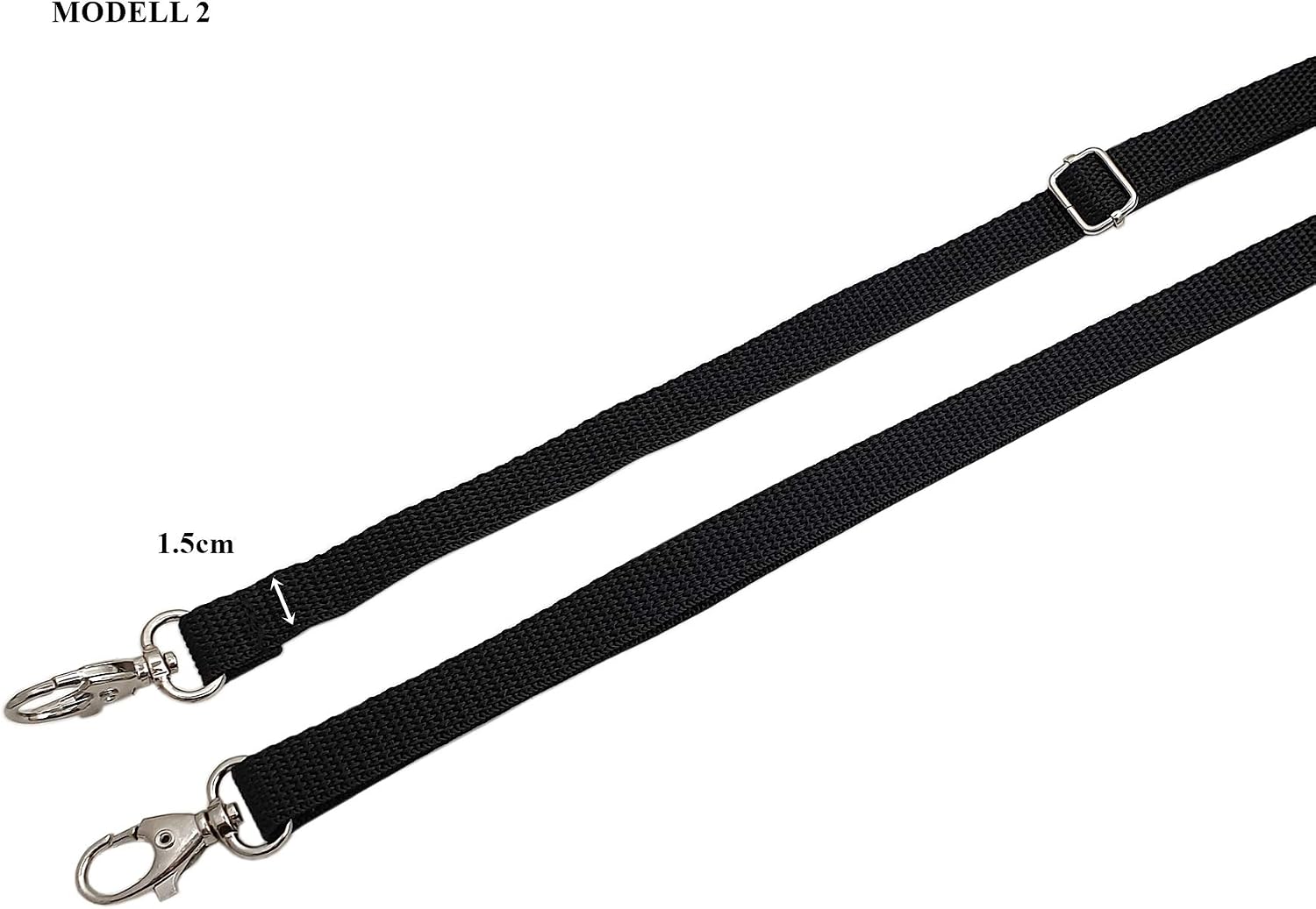 Universal carrying strap for various bags with 2 carabiner hooks in black in various designs (Model 1) - Image 3