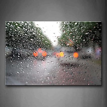Water Drops On The Transparent Glass Wall Art Painting Pictures Print On Canvas City The Picture For Home Modern Decoration Amazon Co Uk Kitchen Home