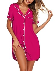 Ekouaer Nightgowns for Women Button Down Sleepshirt
