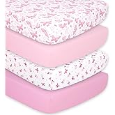 The Peanutshell 4-Pack Fitted Crib Sheet Set - Super Soft & Breathable Baby Girl Crib Sheets, Nursery Decor, Fit for Standard Mattress Cover- Butterfly