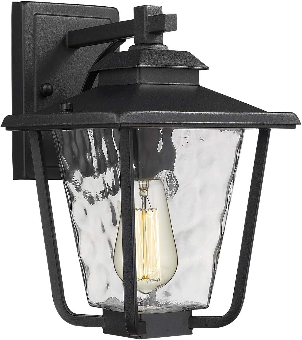 Osimir Outdoor Wall Lantern, 1-Light Exterior Wall Mount Light with Bubble Glass Lamp Shade Black Finish, Modern Outdoor Lighting Fixtures 2145-1W
