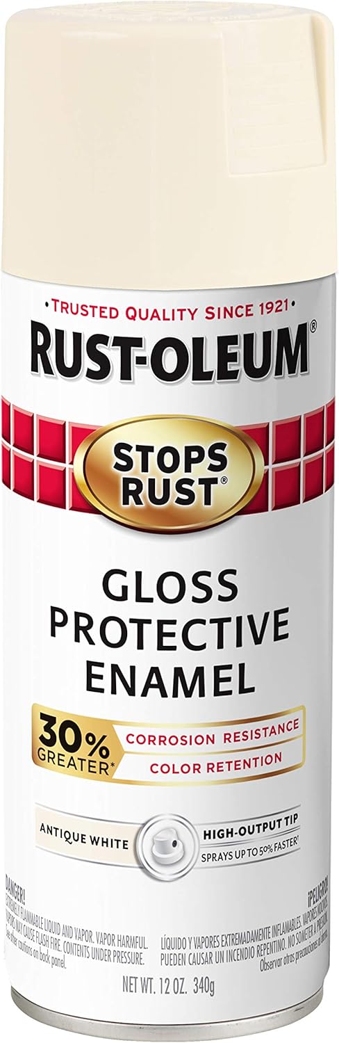Rust-Oleum 338882-6PK Stops Rust Advanced Spray Paint, 12-Ounce, Gloss Antique White, 6 Pack