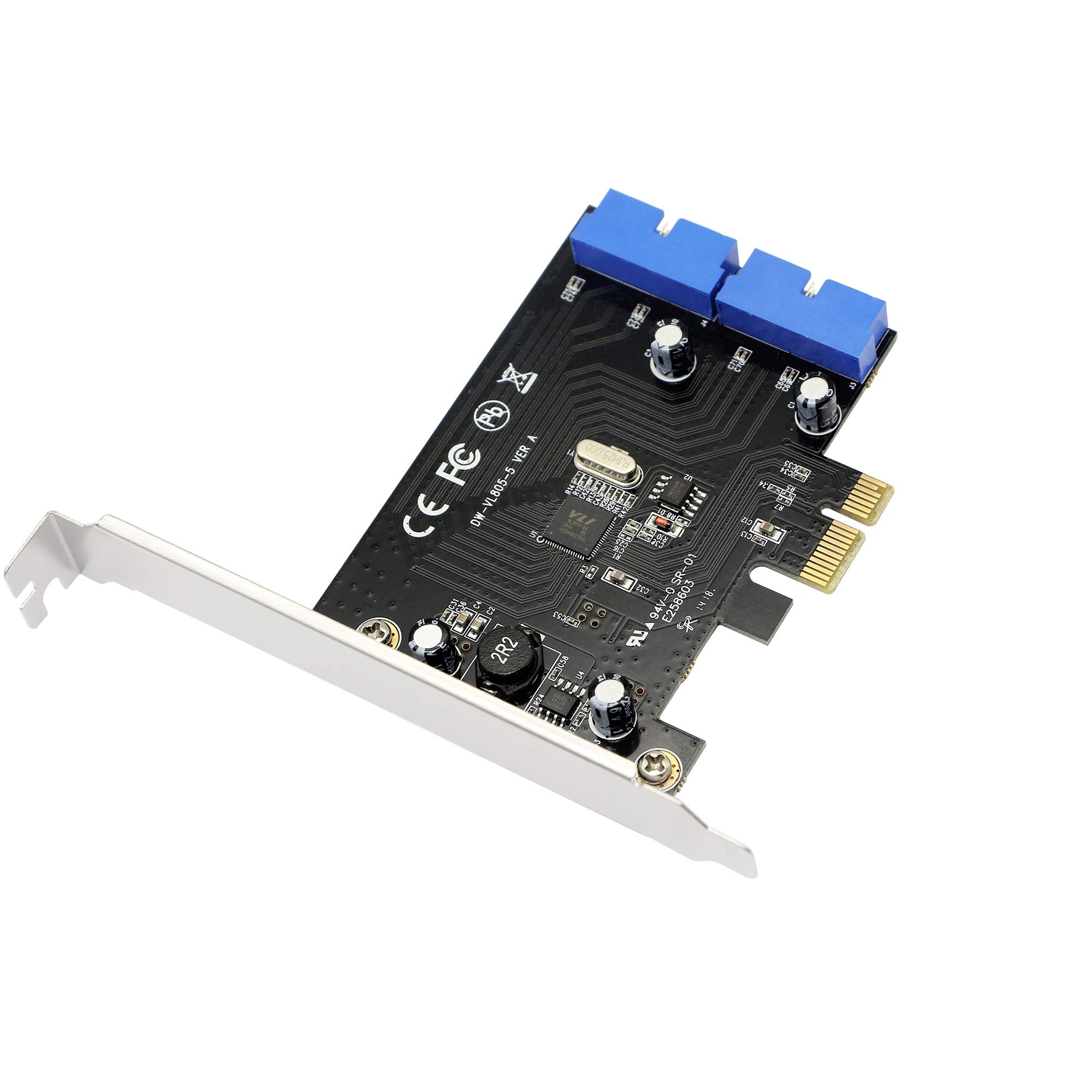 SinLoon PCI Express to Dual 19 Pin USB 3.0 Card PCI-e to Internal 20Pin Male Ports Adapter for PC (19 Pin)