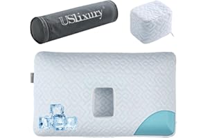 USlixury Piercing Pillow - Large Ear Piercing Pillow with Foam Plug, 4''H Ear Pilow with 5.1*3.2 and Off Center Earr Hole, Soft CertiPUR-US Memory Foam Pirecing Pilow for Side Sleepers, Cooling Sleep