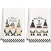 PRATIQUE Easter Kitchen Towels Set of 2, 17x25 Inch Cute Gnome Patten Dish Towels, Highly Absorbent & Soft Holiday Decor for Winter, Xmas