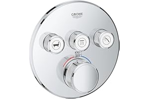 GROHE 29138000 Grohtherm Triple-Function Shower Thermostatic Valve Trim Kit, Starlight Chrome