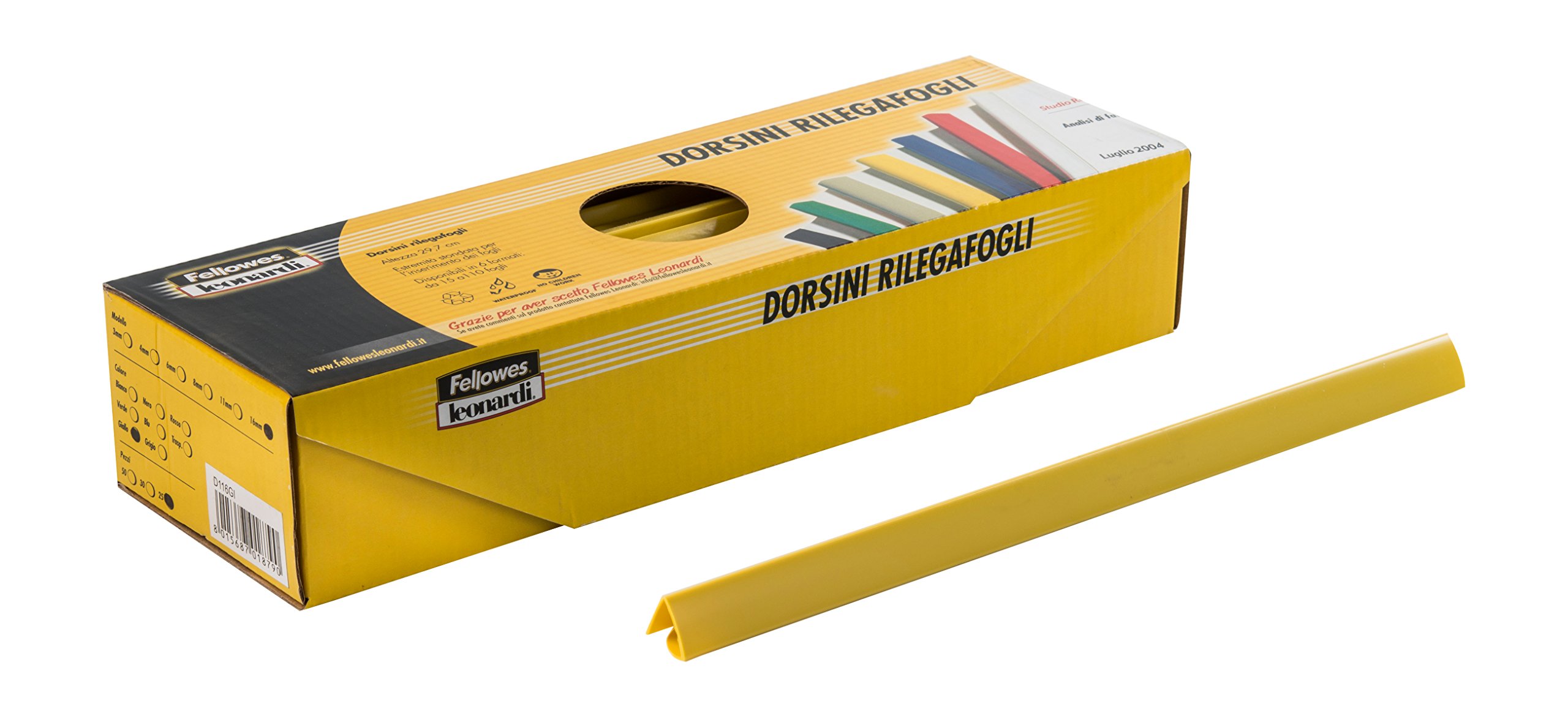 Fellowes dorsini Rilegafogli, Diameter 16 mm, 25 Pieces Yellow