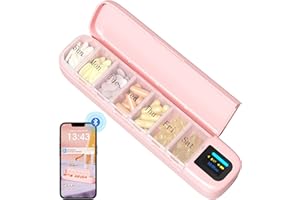 Daviky Automatic Pill Dispenser, Smart Pill Organizer with Alarm, Pill Box 7 Day with APP, Weekly Travel Pill Case, Portable Pill Reminder for Medicines, Supplements and Vitamins (Pink)