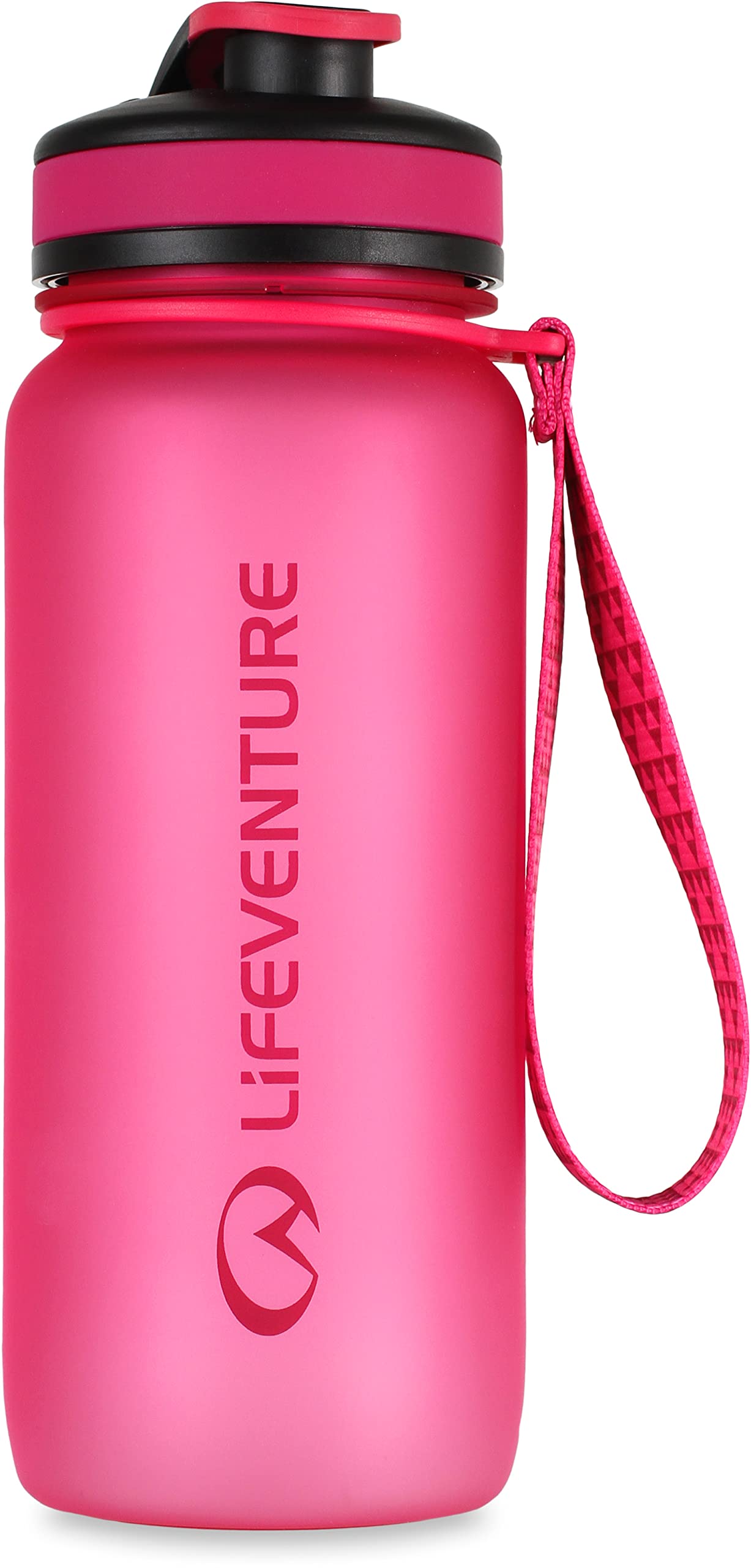 Lifeventure 650ml Tritan Water Bottle for Fitness, Hiking, Camping, Outdoor Sports, Made From BPA-Free Material, Leak-Proof, Flip-Top Lid, With Handle,Pink — image 1