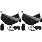 Kootek Camping Hammock 500 lbs Capacity, Portable Hammocks with Tree Straps &amp; Attached Carry Bag, Camping Essentials Gear, Perfect for Outside Indoor Hiking Beach Backpack Travel (Pack of 2)