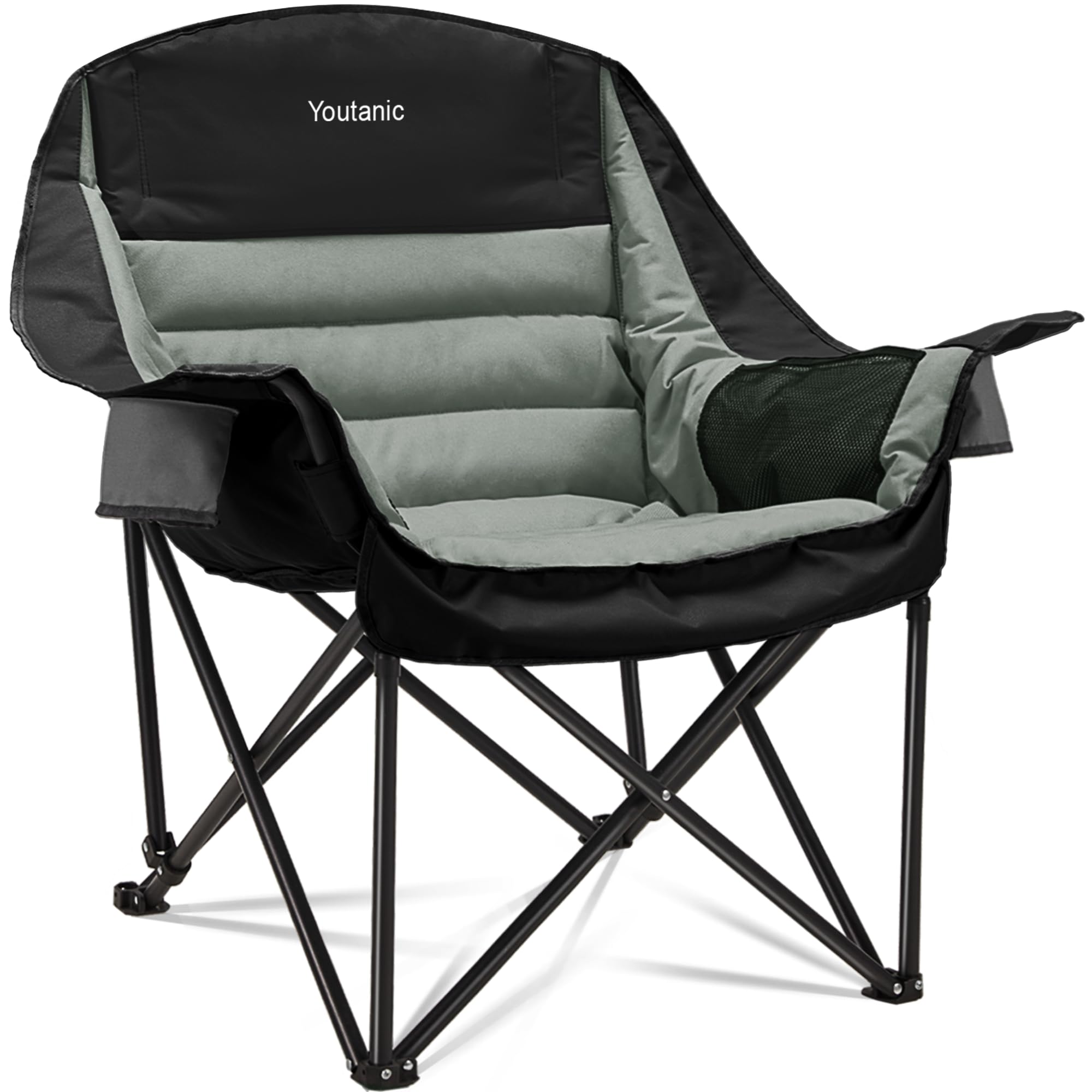 Photo 1 of Youtanic Oversized Camping Chair, Portable Folding Camping Chairs with Side Pocket, Cup Holder and Carry Bag, Heavy Duty Outdoor Camping Chairs for Adults, Fishing, Sports, Trip, up to 400lbs, Style 4