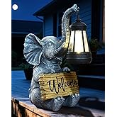 KVR Solar Elephant Garden Lights, Outdoor Welcome Statue Decor for Patio Yard, Birthday Gift for Women Mom Grandma (2025 New Gift Ready)​ (Black)