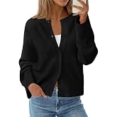 KIRUNDO Cardigan Sweaters for Women 2026 Fall Oversized Drop Shoulder | Soft Mid-Weight Knit, Puff Long Sleeve Button Front C