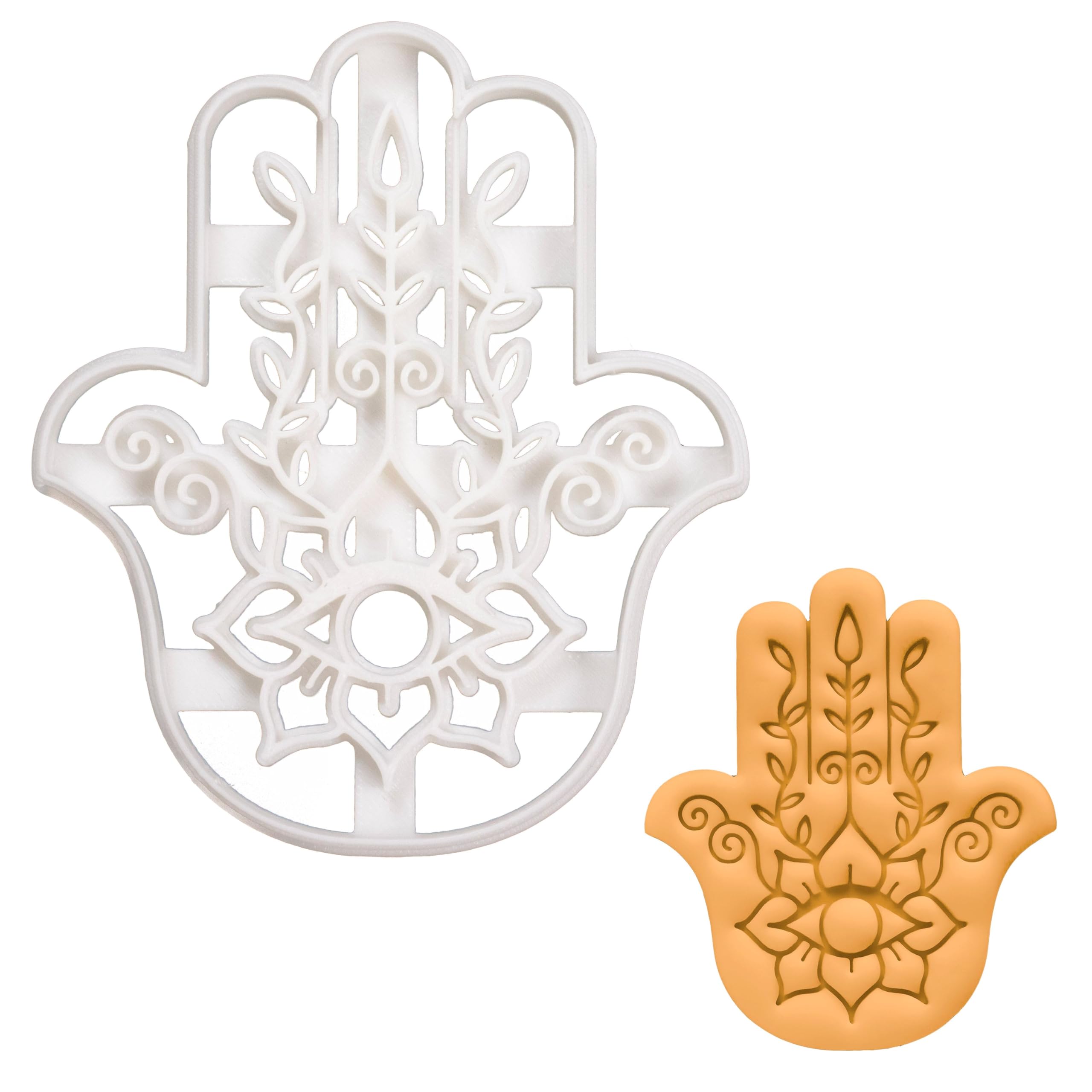 BAKERLOGY Hamsa Cookie Cutter - Detailed Biscuit Cutter Design for Baking and Crafts, Ideal on Fondant, Dough, Clay