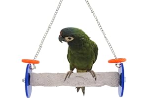 Sweet Feet and Beak Roll Bird Swing - Pumice Perch Bird Toys Trims Nails and Beaks, Safe and Non-Toxic Bird Cage Accessories for Small and Large Birds, Swinging Toys Birds Will Love, Medium 9 Inches