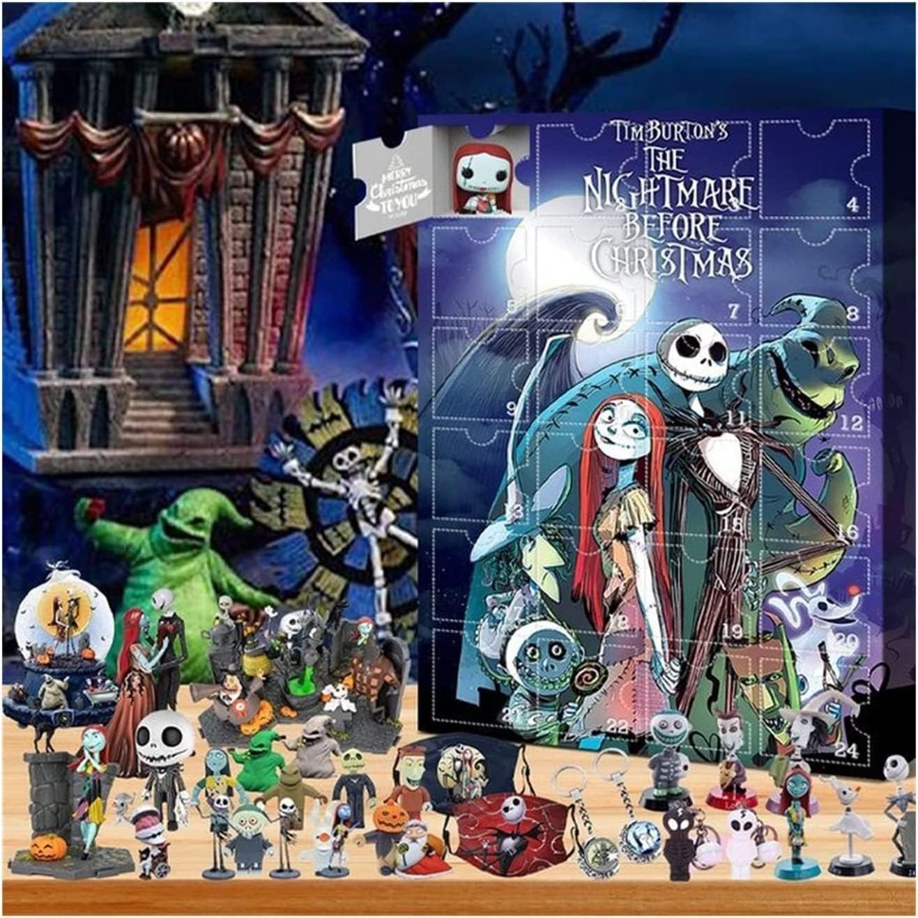 Advent Calendars - Halloween Advent Calendar 2023, Halloween Horror Figures Advent Calendar, 24Pcs Halloween Countdown Calendar with Surprise Toys, Scary Halloween Doll Collectible Figures Gift (B)
