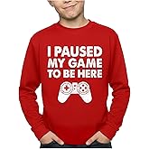 Tstars I Paused My Game to Be Here Sweater - Funny Gamer Long Sleeve Shirt for Boys and Girls - Youth Gaming Gift