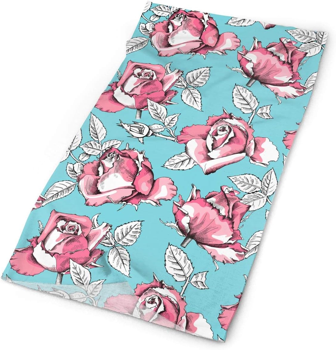 qwed Pink Rose Buds and Leaves Outdoor Magic Headband Fashion Multi-Function Motion Change Head Scarf