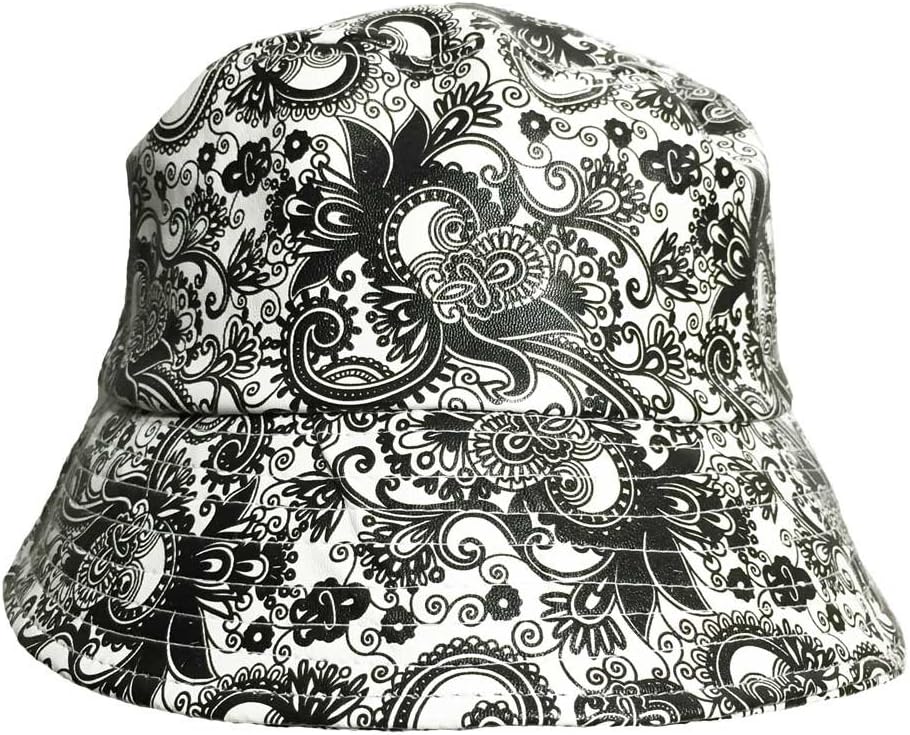 Aesthetinc PU Leather Paisley Floral Bucket Hat Crushable Water Resistant