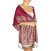 SERENITA Pashmina Scarf for Women Large Cashmere feel Big Paisley Rave Shawl Wraps, Soft Scarves Travel Accessories