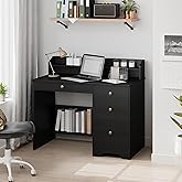 TTVIEW Computer Desk with Drawers and Hutch Shelf, Wood Executive Desk Writing Study Table with 43” Wide Tabletop, Small Desk