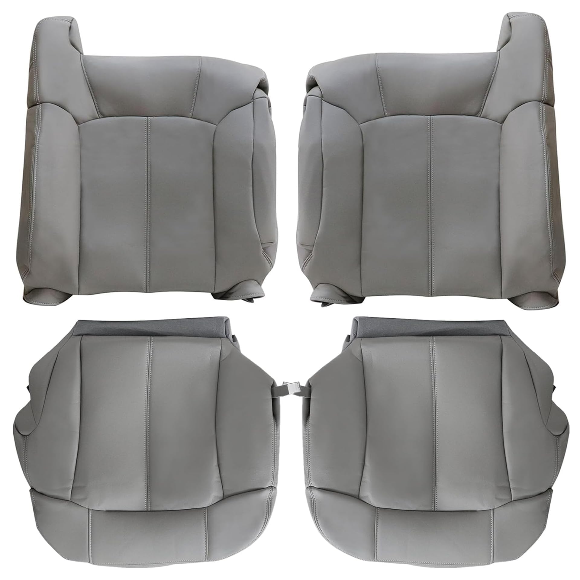 Photo 1 of GXARTS Driver and Passenger Side Bottom Lower & Top Lean Back Leather Seat Cover Pewter Gray 922/122 Fit for Chevy Silverado Tahoe Suburban Yukon GMC Sierra 1500 2500 3500 1999 2000 2001 2002