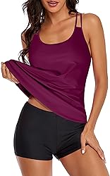 Omichic Women's Loose Tankini Top with Boyshorts