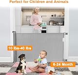 Wodondog Retractable Stair Gate 150cm Wide Grey One Hand Op view 7
