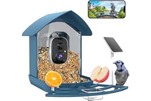 FAZOXO Bird Feeder with Camera,FHD 2K Live View,Smart WiFi Bird Feeder Camera with Solar Panel,AI Birds Identification,IP65 Weatherproof Birds House with Cam,Instant Arrival Alerts,Emotional Gift for Mom