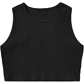 EXARUS Girls Crop Tank Top Dance Hip Hop Outfits Cheer Cropped Top | Kids Tween Youth Summer Athletic Dance Convention Fitted Gymnastics Sleeveless Clothes