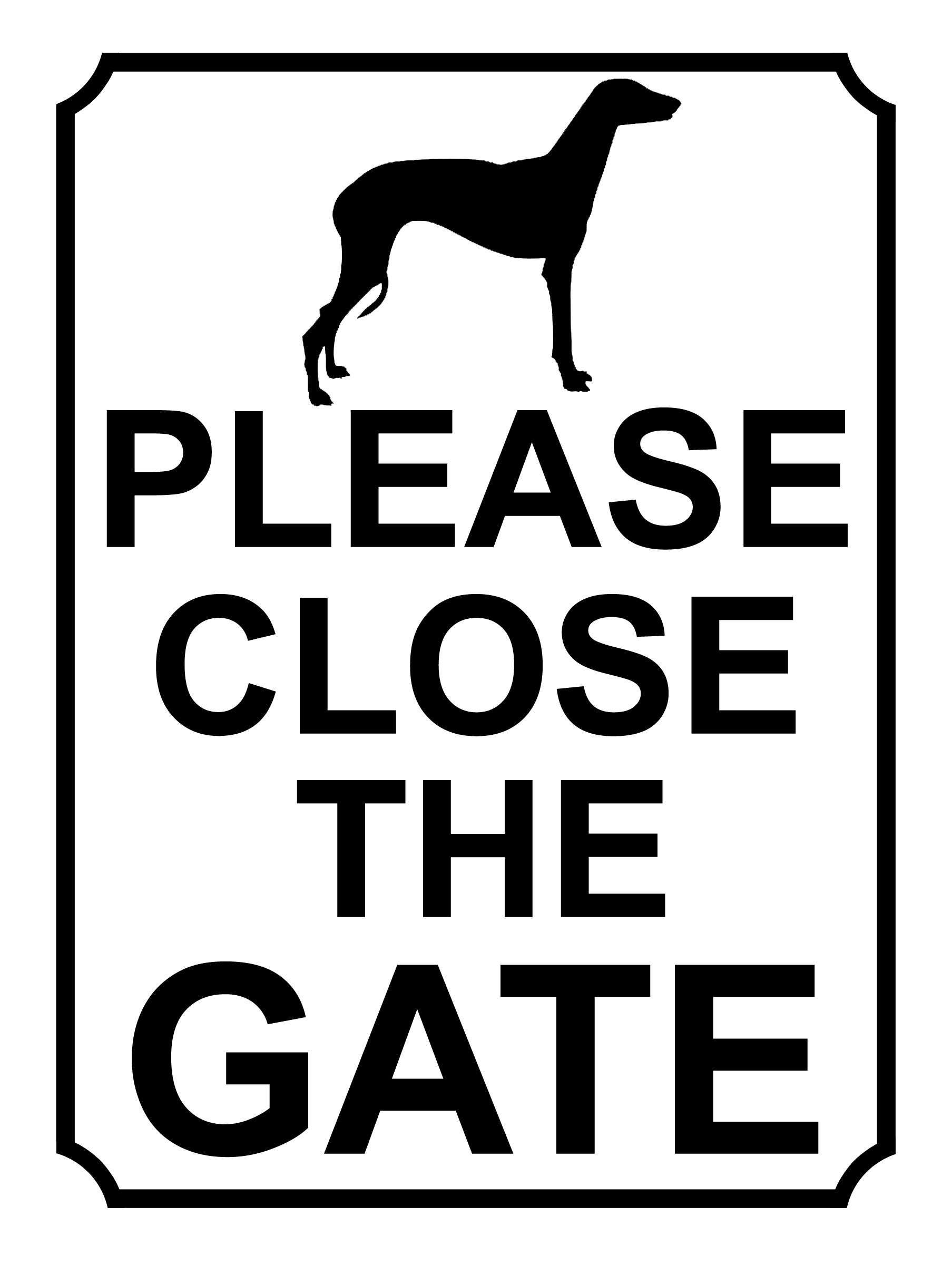 PLEASE CLOSE THE GATE DOG THEME METAL SIGN 200MM X 150MM (414H1)
