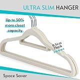LIVEL 20 Non Slip Velvet Hangers Heavy Duty Black Felt 360 Degree Swivel Ivory view 5
