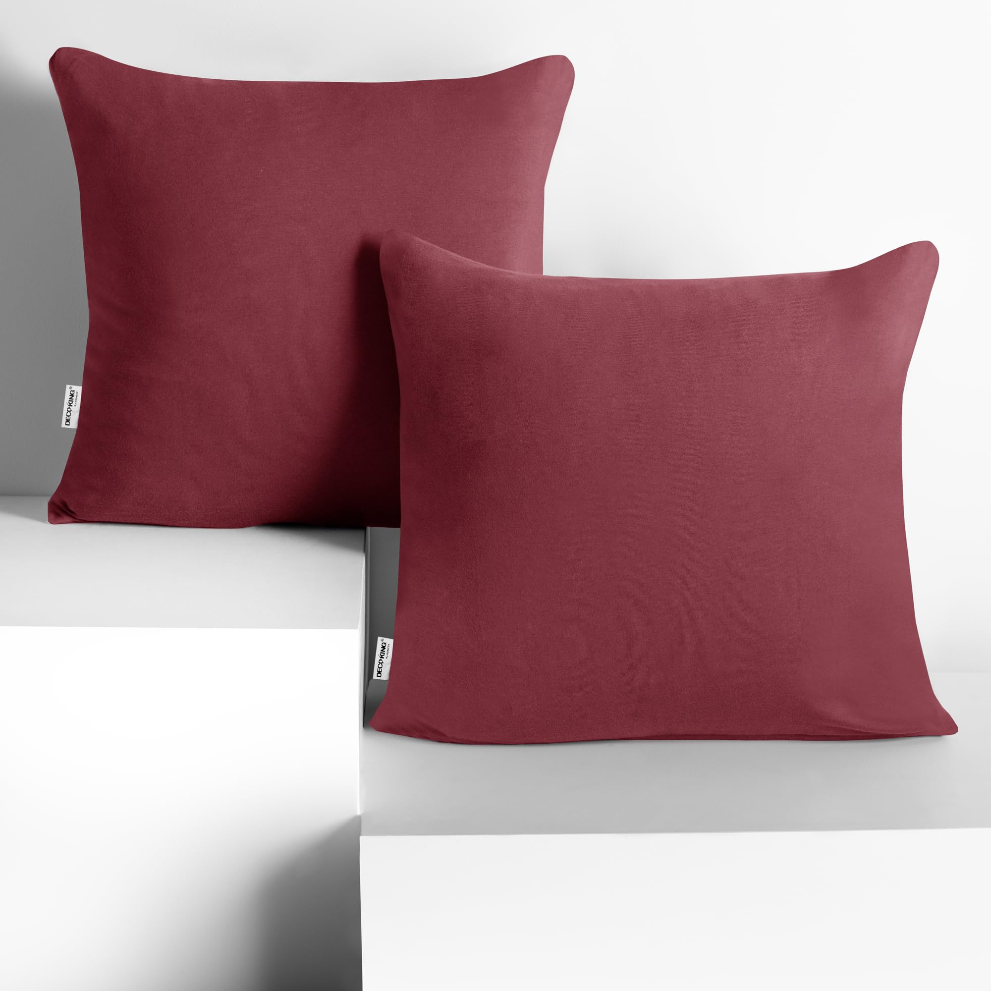 DecoKing 2 Pillowcases 80 x 80 cm Jersey 100% Combed Cotton Zip Dusky Pink Amber