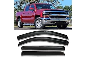 DARODCAR Side Car Window Visors Window Vent Shade Wind Deflectors Sun Rain Guards Compatible with 2014-2018 Chevrolet Silverado 1500 2500HD & GMC Sierra 1500 2500HD 3500HD Crew Cab for Driver Passenger