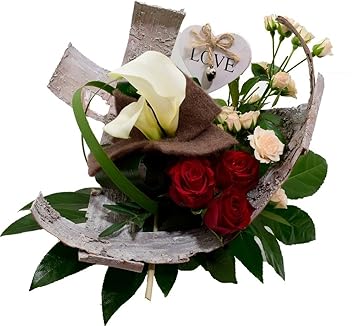 Pi Style Ecrin Bouquet De Fleurs Rougeroseblanc 40 X 30