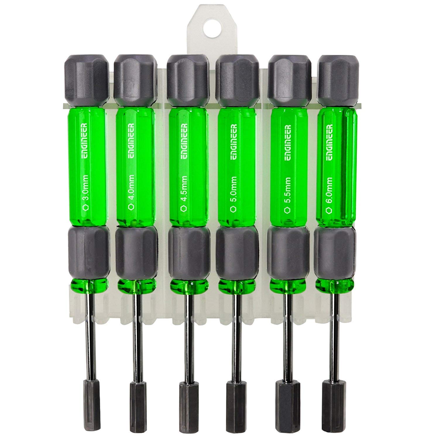 6pc metric nut driver set in small sizes (mini hex nut spinners). engineer dk-14 , Green