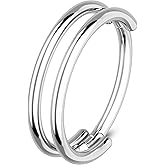OUFER Nose Rings Hoops, 20G Double Rows Hoop Nose Ring For Women, 316L Surgical Steel Hinged Segment Cartialge Piercing, Inner Diameter 6/7/8MM Cartilage Rook Helix Lobe Tragus Earrings