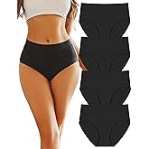 FINETOO Women's High Waisted Seamless Underwear Full Coverage Brief Ladies No Show Panties Sexy Lingerie Regular&Plus Size