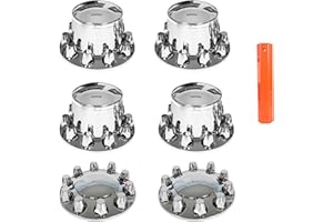 Silscvtt Chrome Semi Truck Hub Cover Wheel Axle Cover Center Caps Complete with 33mm Screw-on Lug Nuts for 22.5 Inches and 24