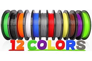 PLA Pro 3D Printer Filament Packs 1.75mm, dikale 12 Packs Assorted Colors, Neatly Wound 500g(1.1lbs) per Spool Refills PLA+, in Total 6KG Bundles, Fit for FDM Ender 3 3D Printer etc