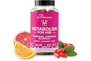 EU NATURAL Metabolism for Her - Appetite & Metabolism Support for Women - Curb Cravings, Reduce Caloric Intake & Promote Feelings of Fullness - Berberine, Chromium Picolinate & Guarana - 60 Veg Capsules