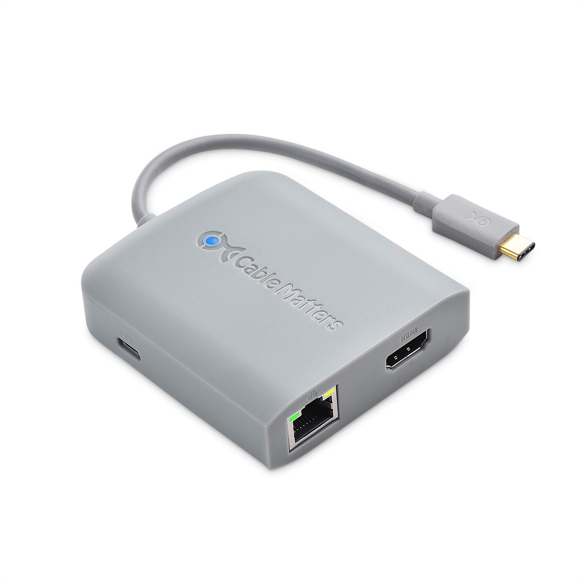 [Works with Chromebook Certified] Cable Matters USB C Hub Multiport Adapter with 4K HDMI, 2X USB 2.0, 480Mbps Ethernet, and 60W PD