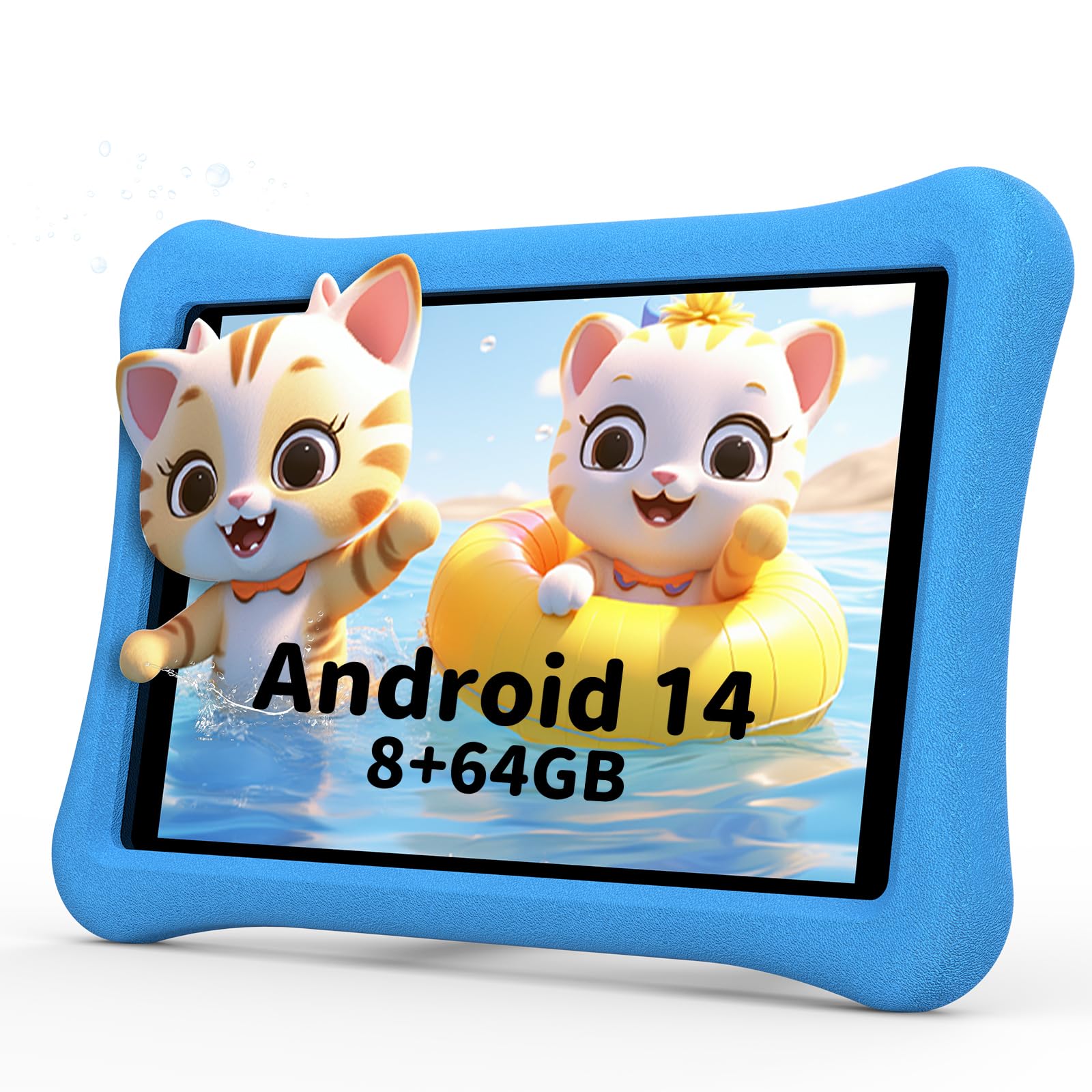 Photo 1 of Kids Tablet for Kids 3-7: 10 inch Android 14 Tablet 6000mAh, 8GB+64GB+1TB Expandable for Toddler with Kids Space, Parental Control, HD, Dual Camera, WiFi, Shockproof Case, Screen Protector (Blue)