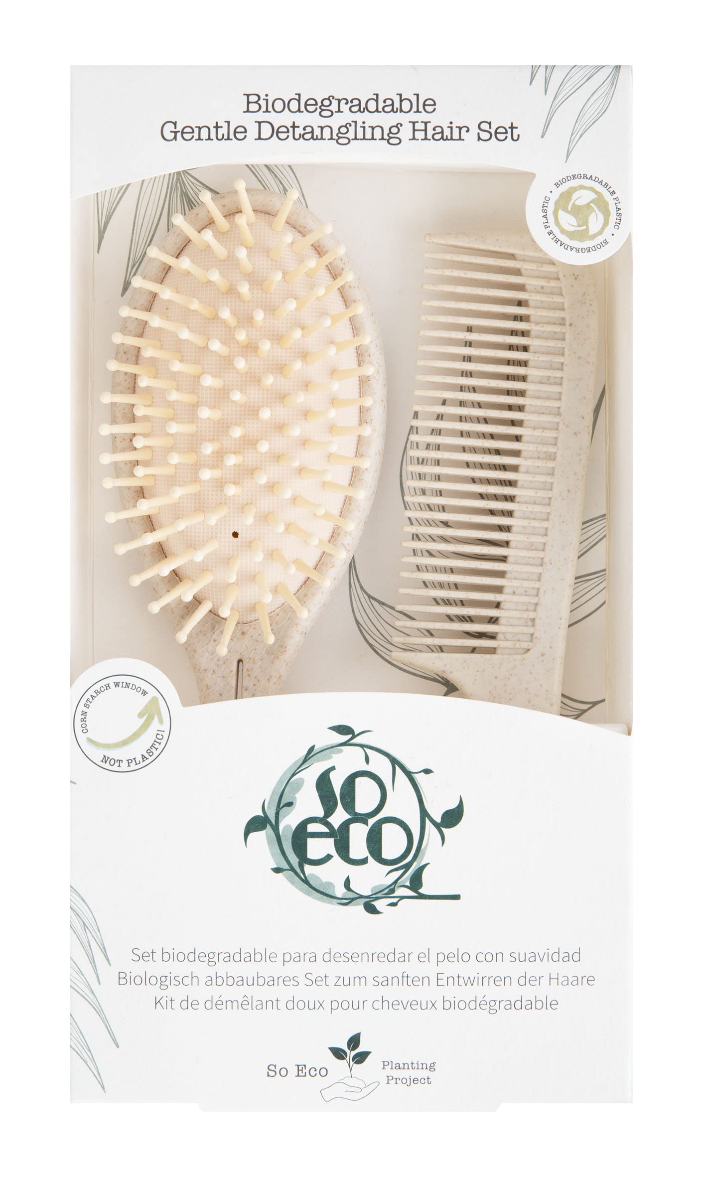 So Eco Gentle Detangling Hair Set – Flexible Hair Brush with Biodegradable Comb for Wet and Dry Styling, Reduce Breakage, Cruelty-Free & Vegan Hair Tools