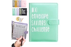 Qiddo 100 Envelopes Challenge Binder: A5 Money Saving Budget Binder with Cash Envelopes- Money Saving Binder Savings Challenges Book to Save $5,050(Green)