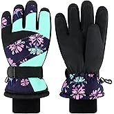 Duoyeree Kids Waterproof Ski Gloves Warm 5-Fingered Winter Accessories for Boys & Girls Aged 4-13.