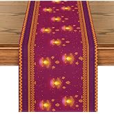 Artoid Mode Diya Lamp Diwali Table Runner, Festival of Light Holiday Kitchen Dining Table Decoration for Home Party Decor 13x72 Inch
