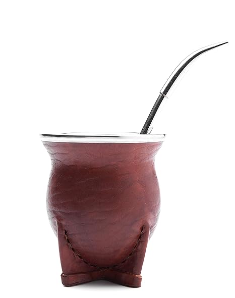 Balibetov [Nuevo] Mate de calabaza de alta calidad - Mate uruguayo forrado en cuero