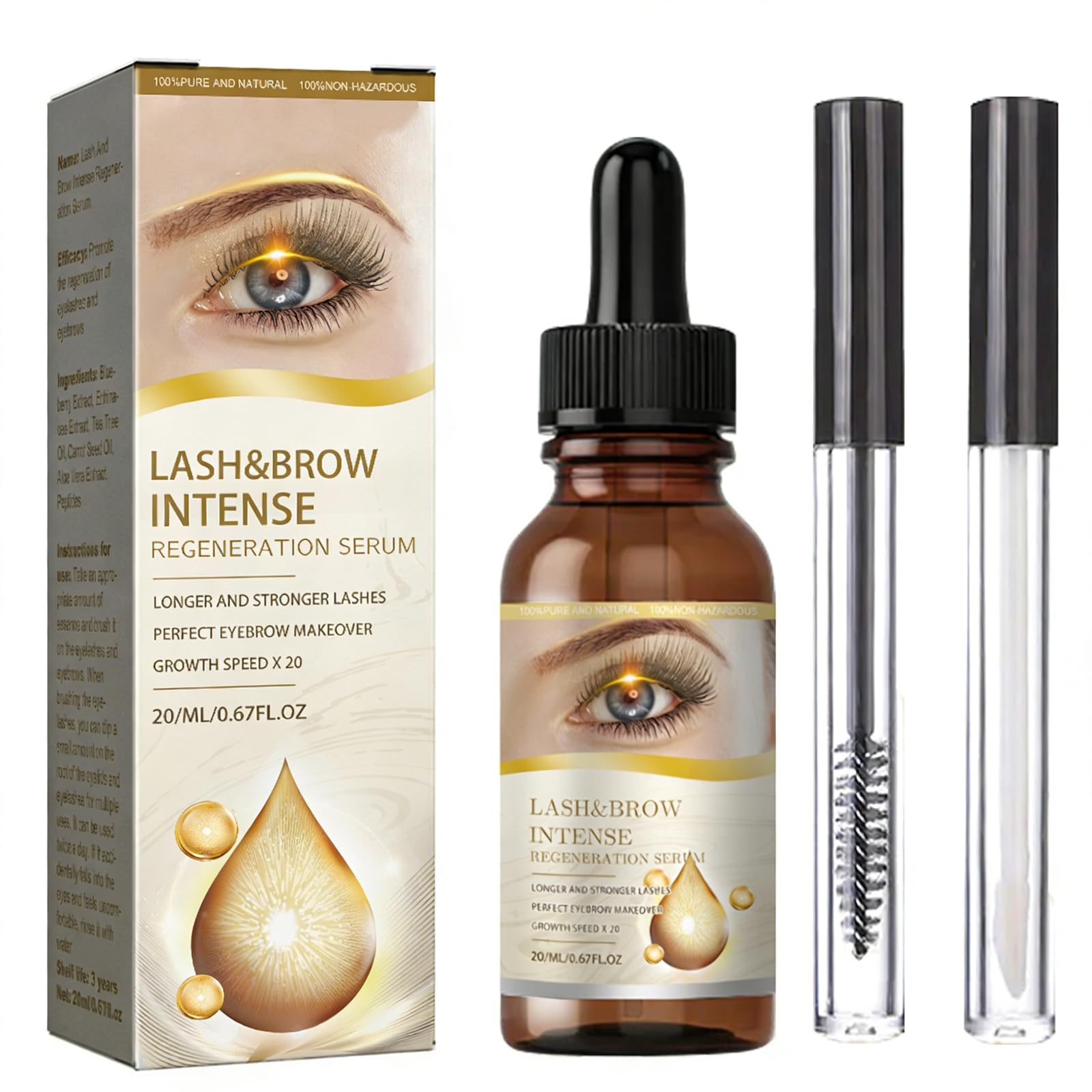 Castor Oil Hair Growth, Organic Castor Oil for Eyebrows Eyebrows Lash Nail, Eyelashes Enhancer Liquid with Eyelash Brush, Eyebrows Hair Growth 20ML