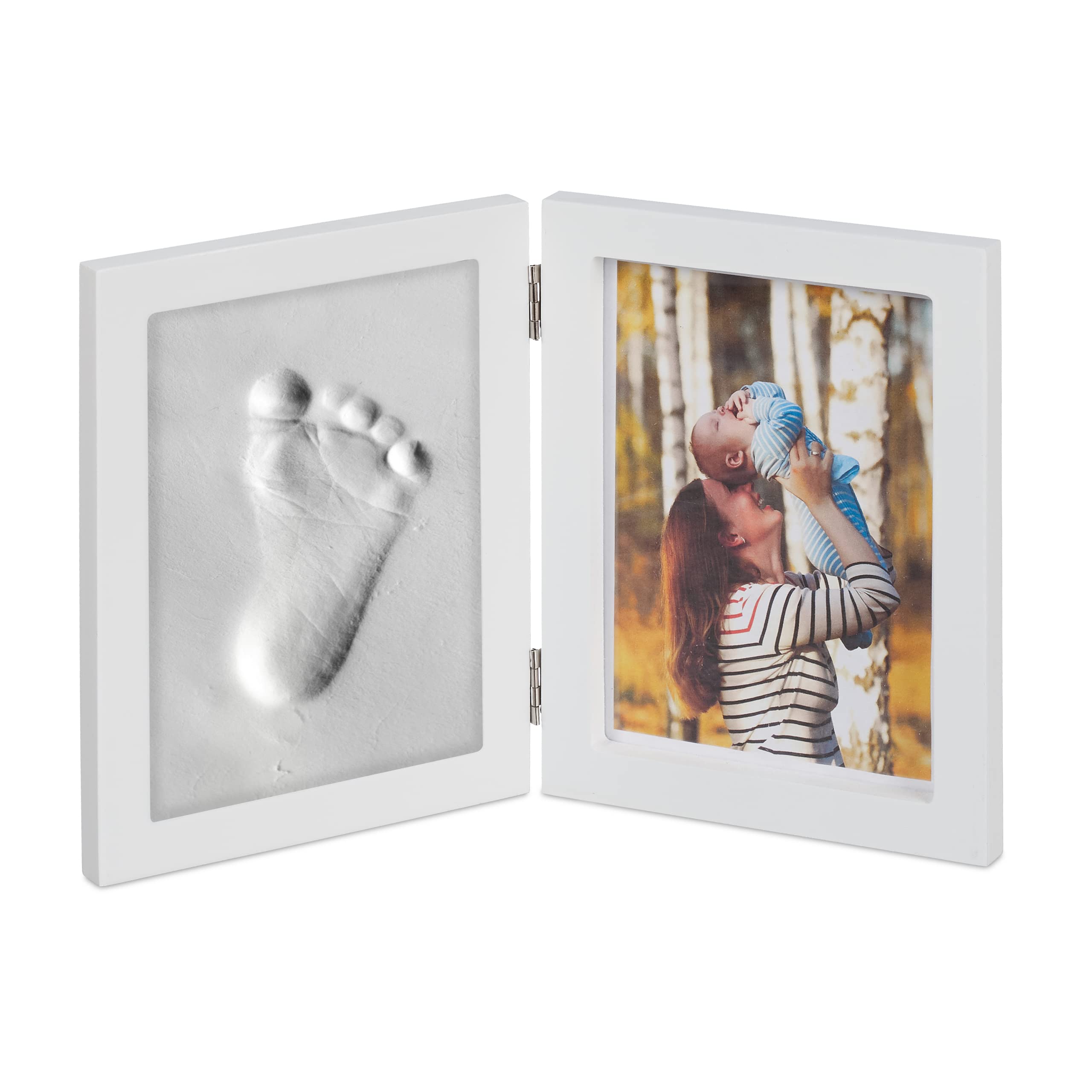 Relaxdays Baby Picture Frame, with Plaster Cast, Set for Hand- or Footprint, DIY Framed Keepsake, Gift Idea, White